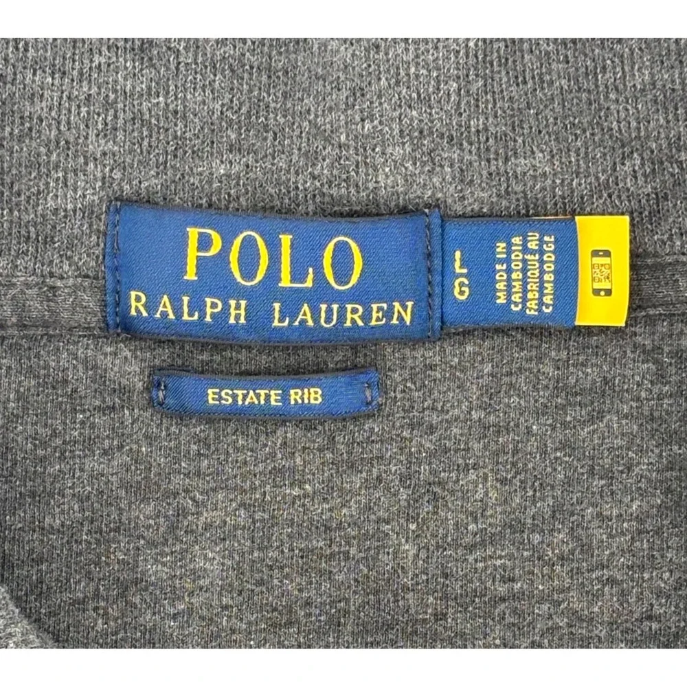 Polo Ralph Lauren Quarter Zip Pullover Sweater Mens Large Gray Estate Rib Knit